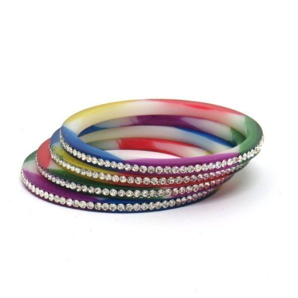 Pulseras bollywood plástico duro multicolor
