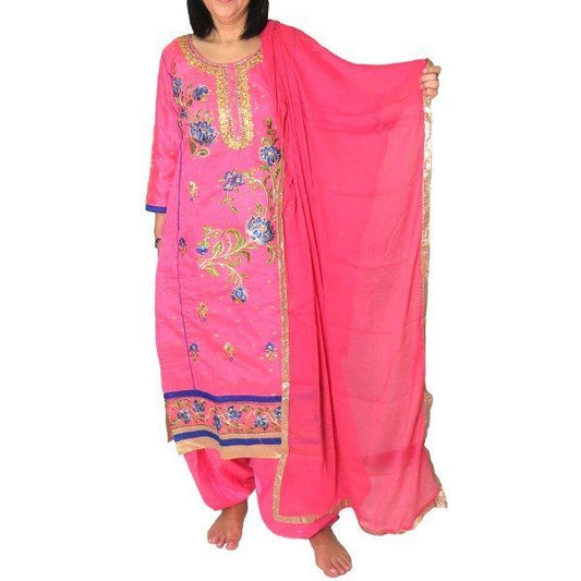 Punjabi indio de salwar, kurta y dupatta color rosa