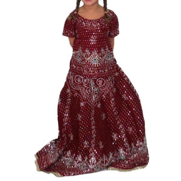 Conjunto Bollywood infantil de falda, blusa y dupatta