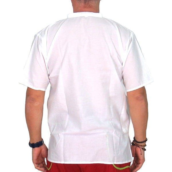 Camisa étnica india para hombre de algodón blanco