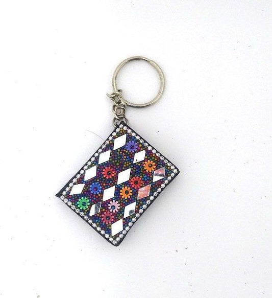 Llavero étnico de la India libreta de color con espejitos