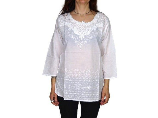 Camisa india de algodón bordada