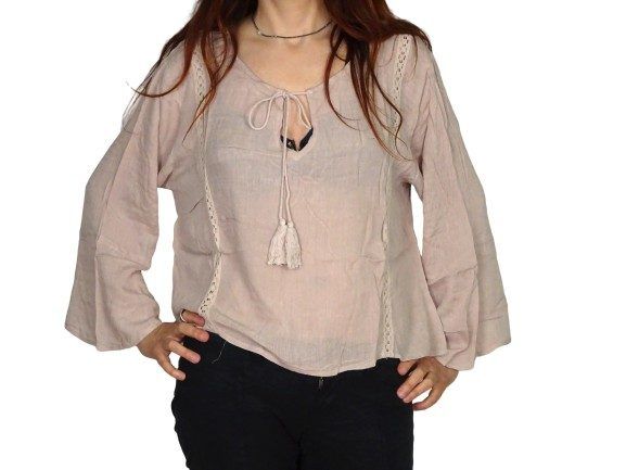Blusa india de algodón manga larga