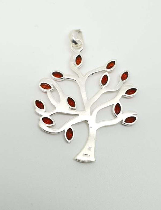 Colgante de plata arbol de la vida Granate con minerales