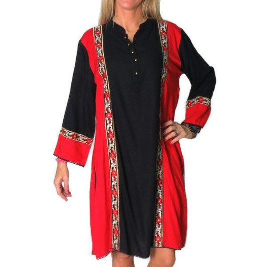 Camisola étnica (kurti) de algodón bicolor