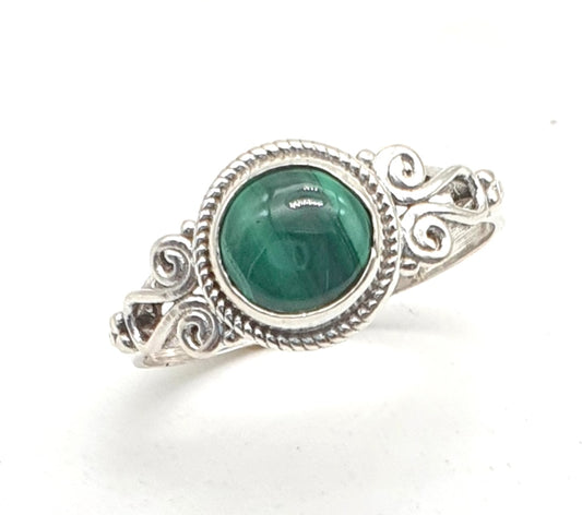 Anillo de Plata de la India con malaquita