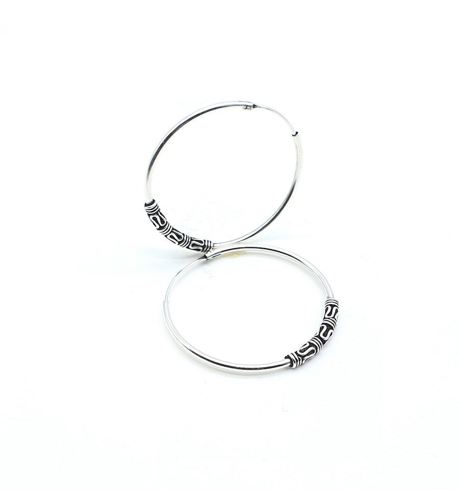 Aros de Plata étnicos estilo Bali