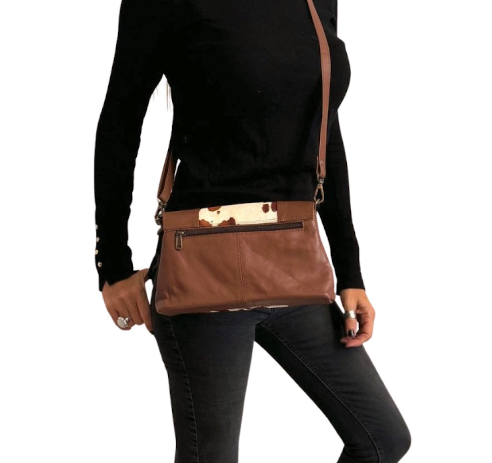 Bolso bandolera indio de piel estampado vaca