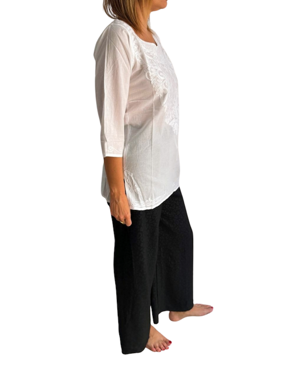 Camisa india de algodón blanca