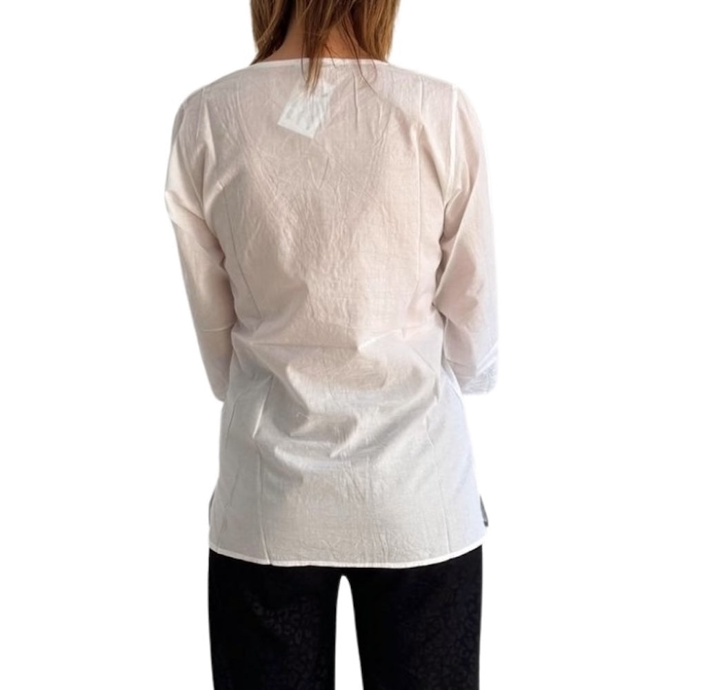 Camisa india de algodón blanca bordada