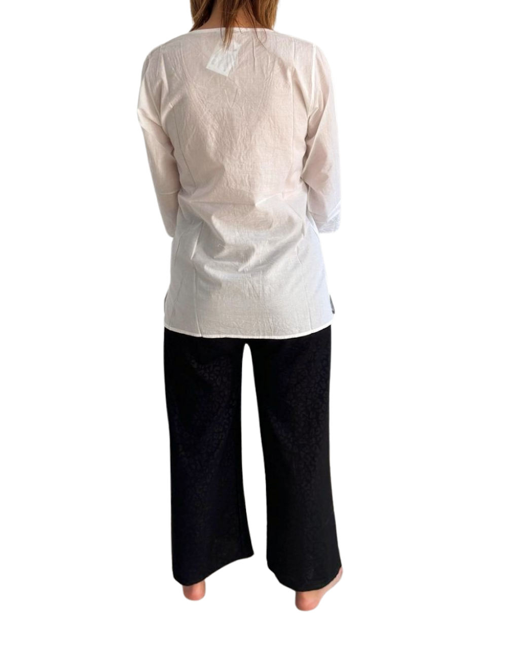 Camisa india de algodón blanca bordada