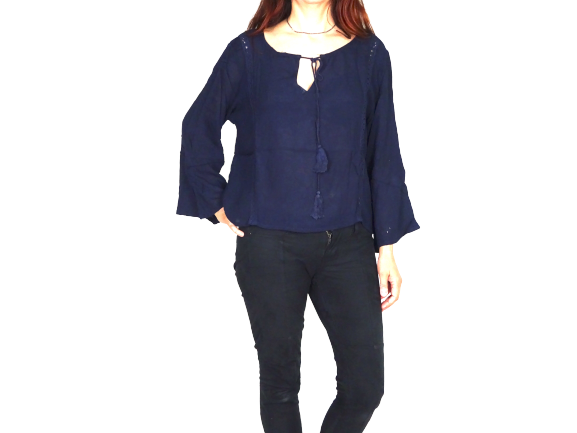 Blusa india de algodón manga larga