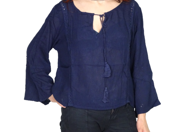 Blusa india de algodón manga larga