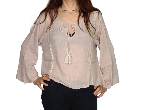 Blusa india de algodón manga larga