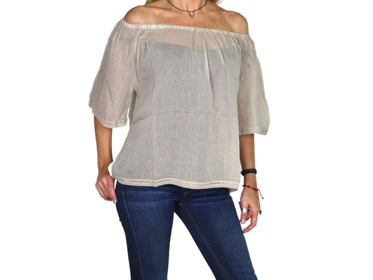 Blusa india de algodón manga corta