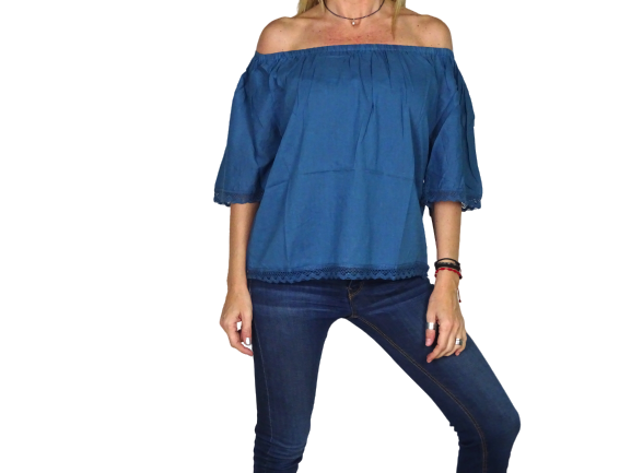 Blusa india de algodón manga corta