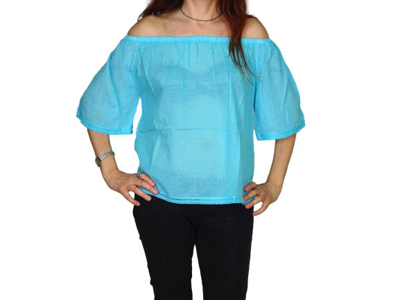 Blusa india de algodón manga corta