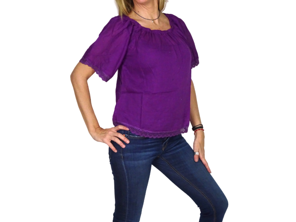 Blusa india de algodón manga corta