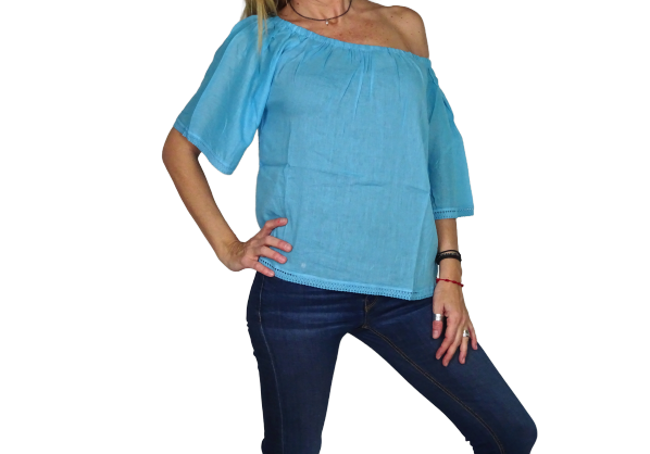 Blusa india de algodón manga corta