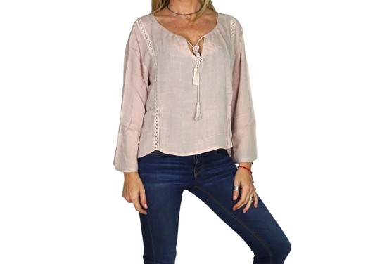 Blusa india de algodón manga larga