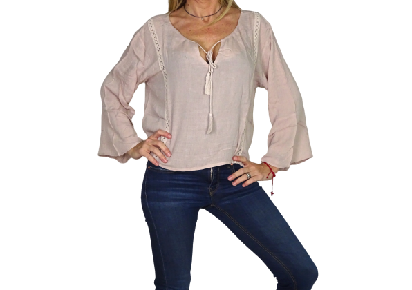 Blusa india de algodón manga larga