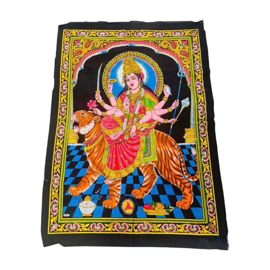 Tapiz Bhakti pintado de la Diosa Durga