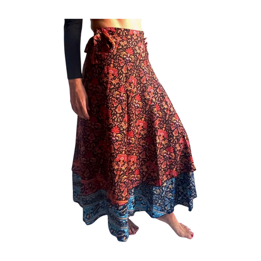 Falda pareo india de seda estampada