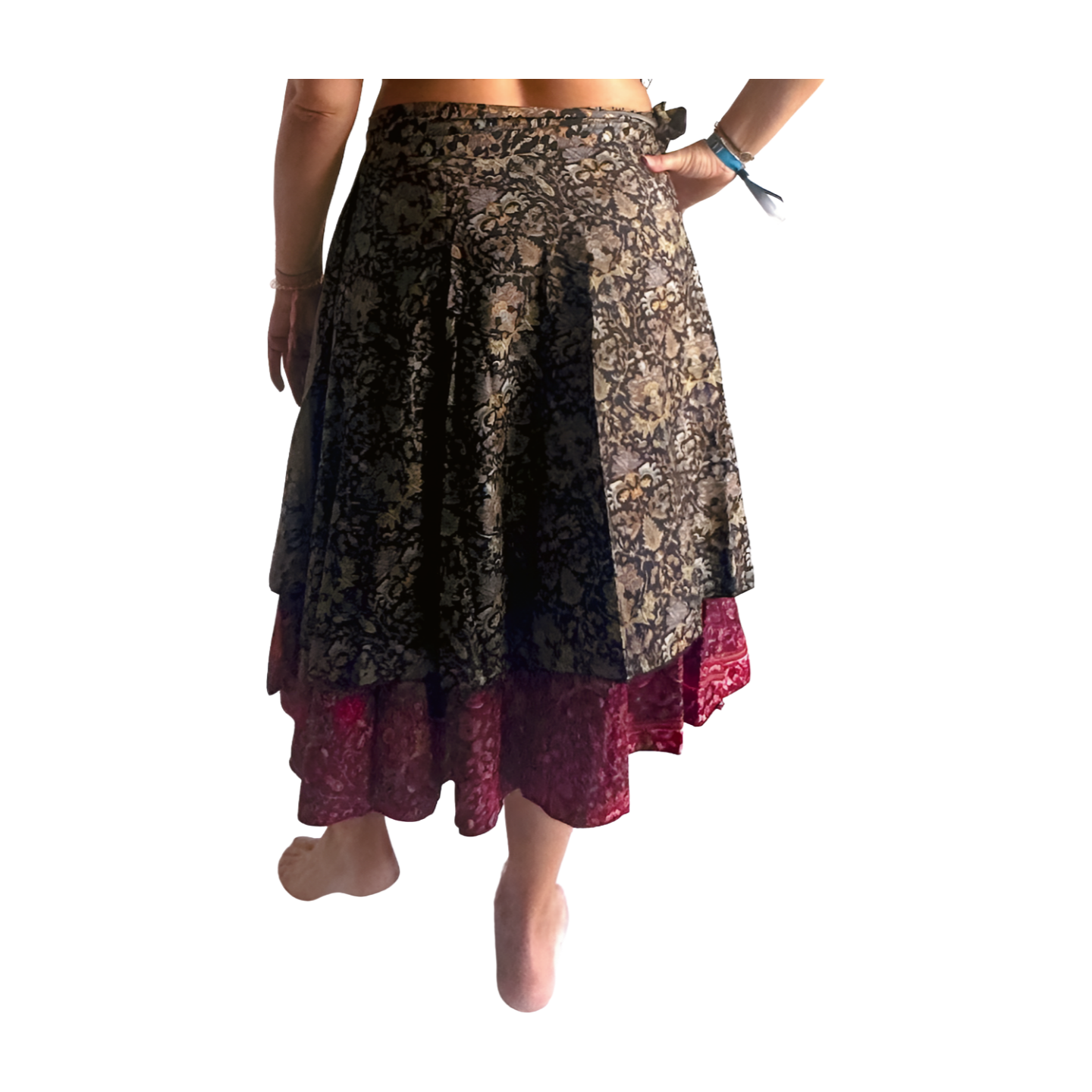 Falda pareo india de seda con estampado floral