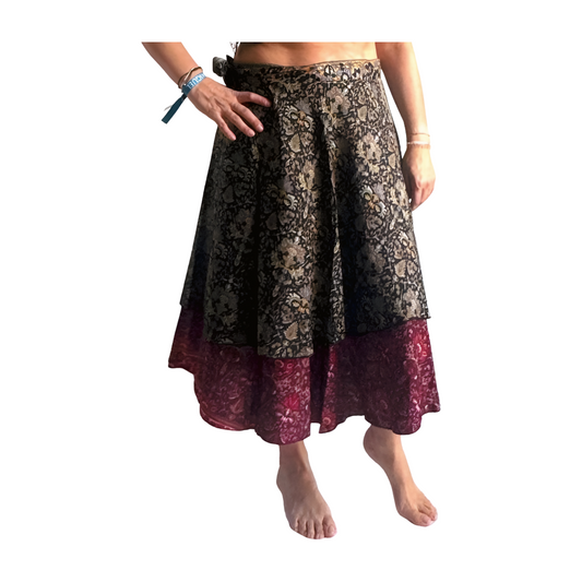 Falda pareo india de seda con estampado floral