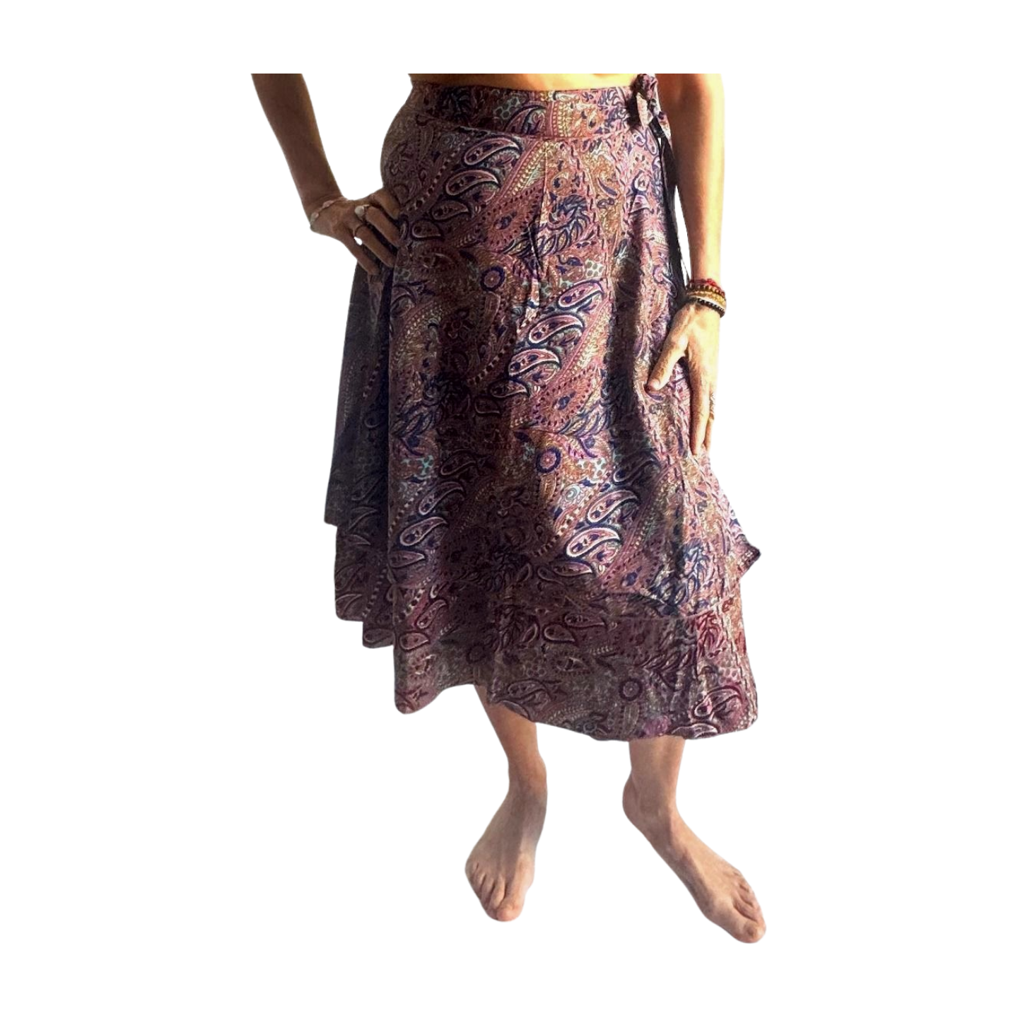 Falda pareo india de seda con estampado floral