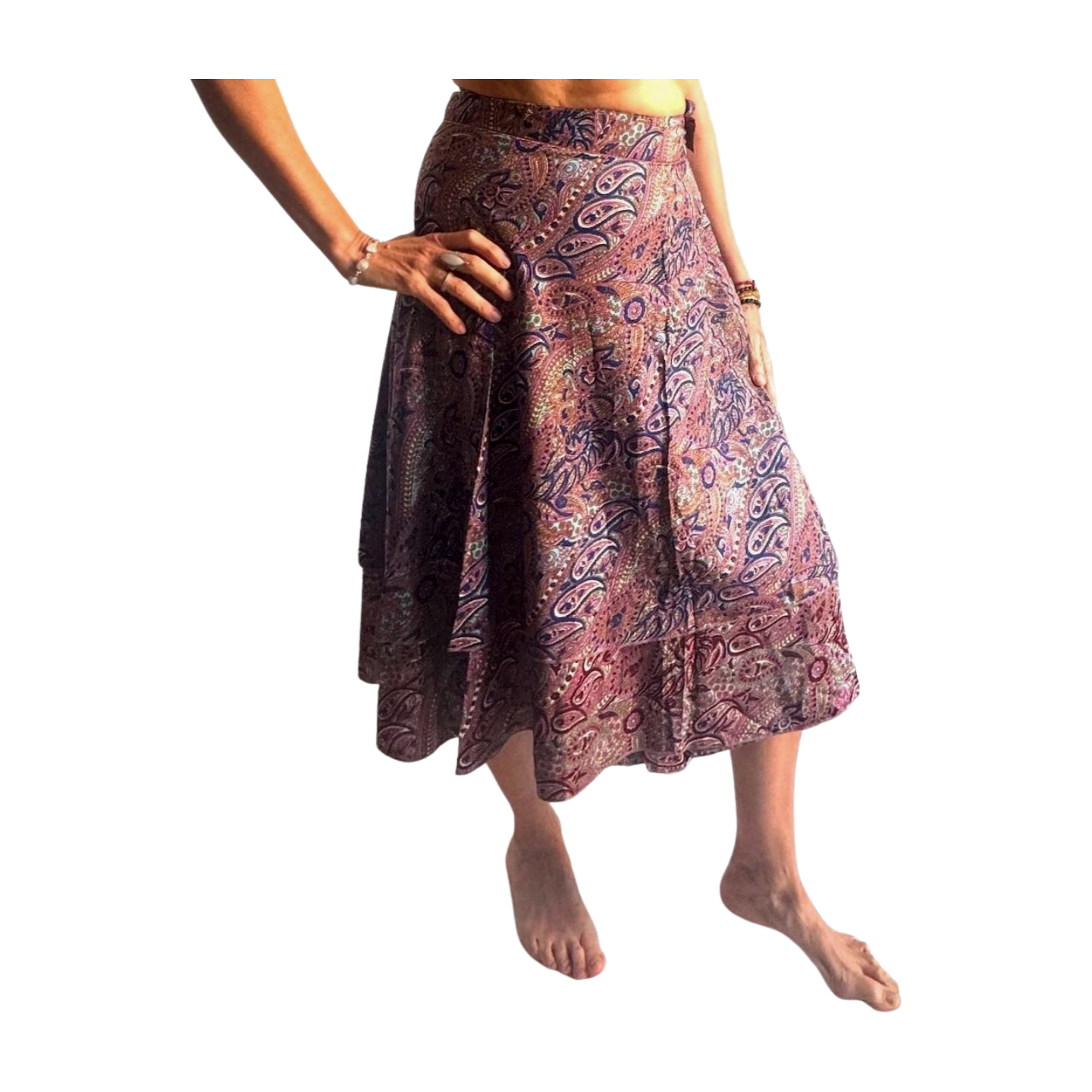 Falda pareo india de seda con estampado floral