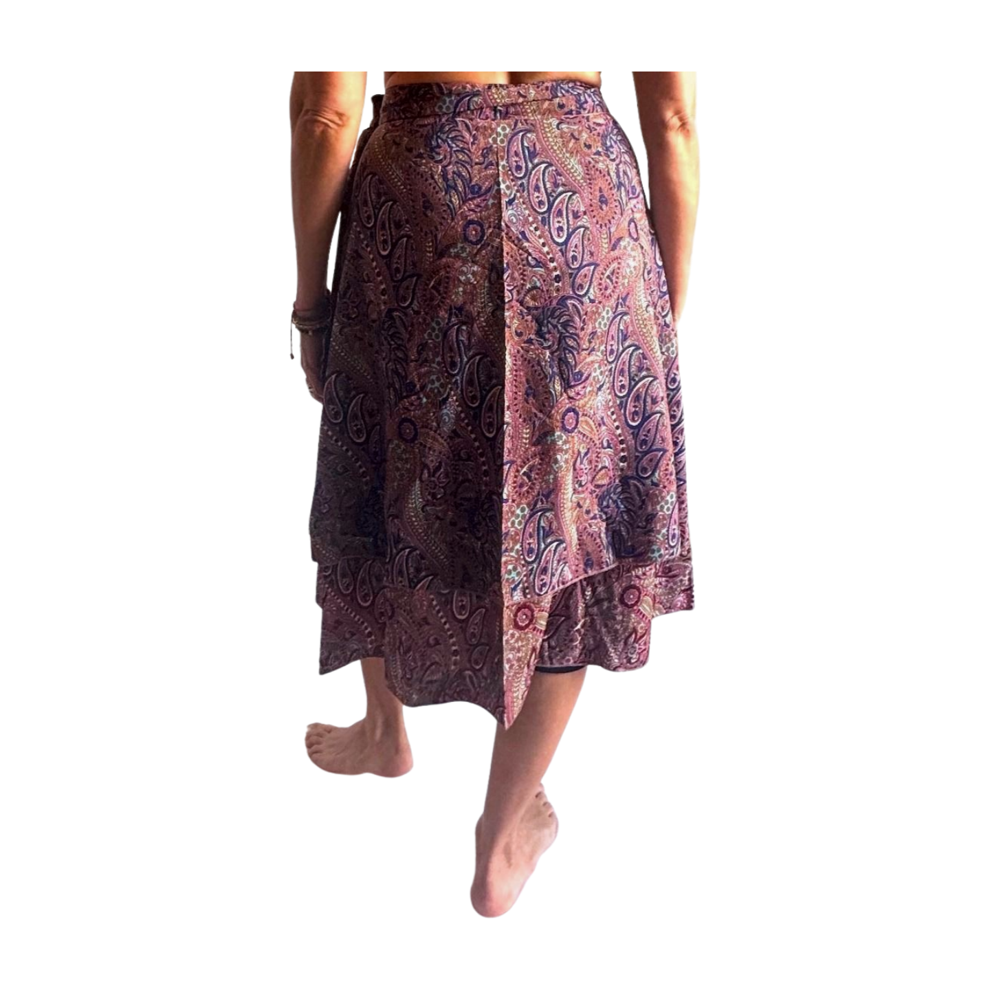 Falda pareo india de seda con estampado floral