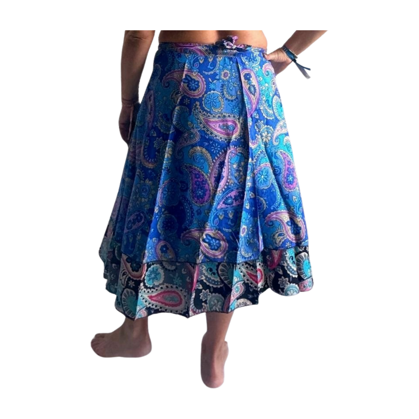 Falda pareo india de seda con estampado floral