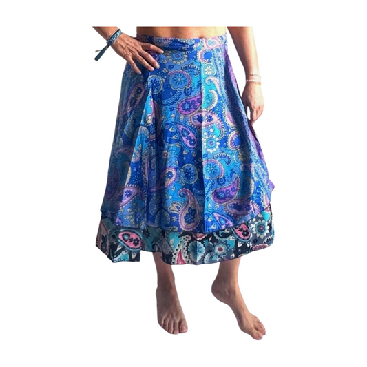 Falda pareo india de seda con estampado floral