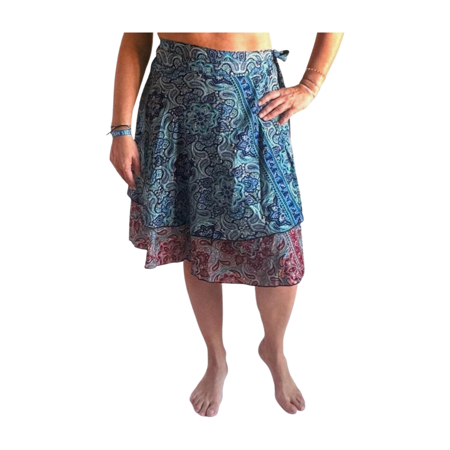 Falda pareo india de seda con estampado floral