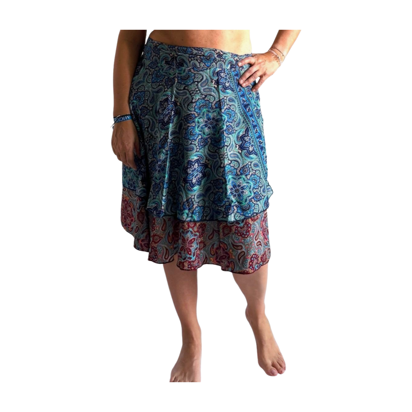 Falda pareo india de seda con estampado floral