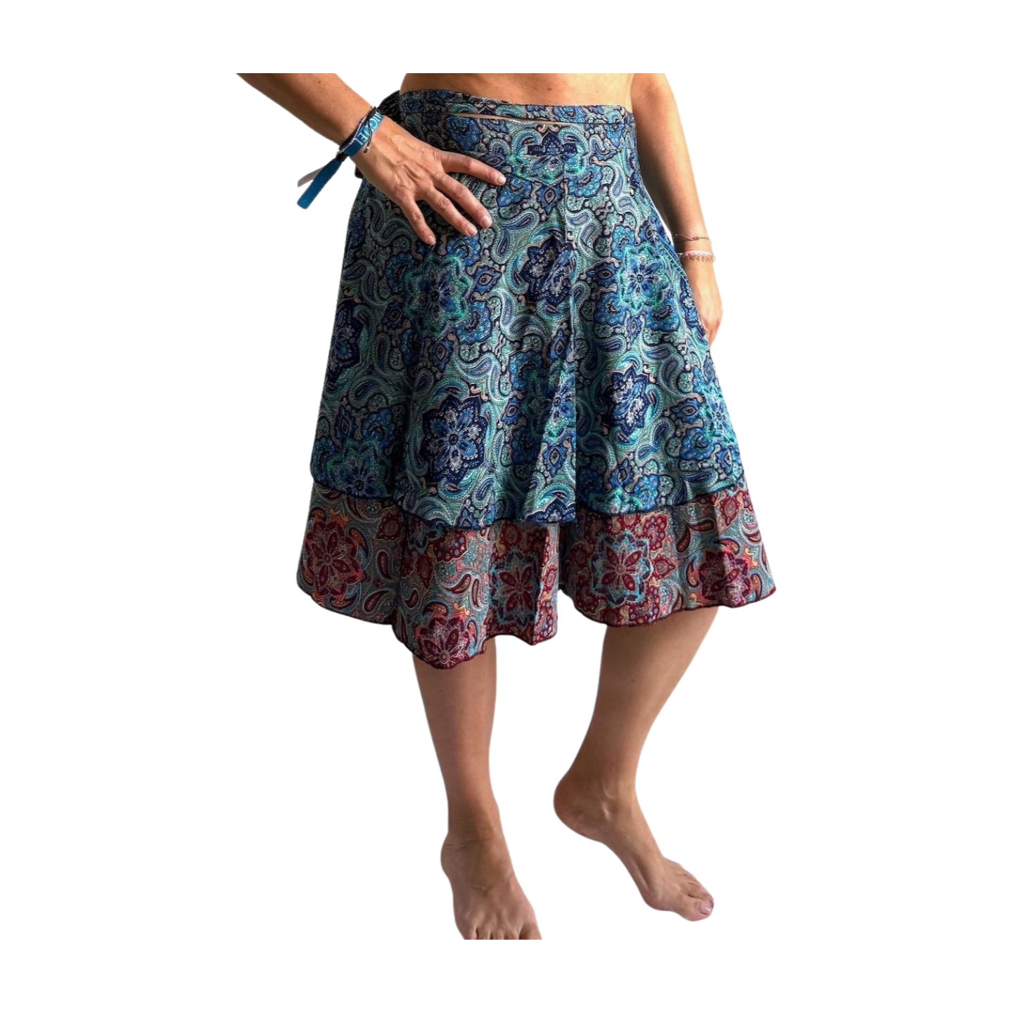 Falda pareo india de seda con estampado floral