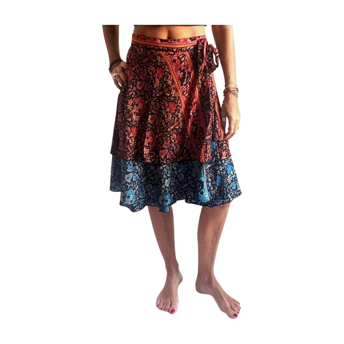 Falda pareo india de seda estampada