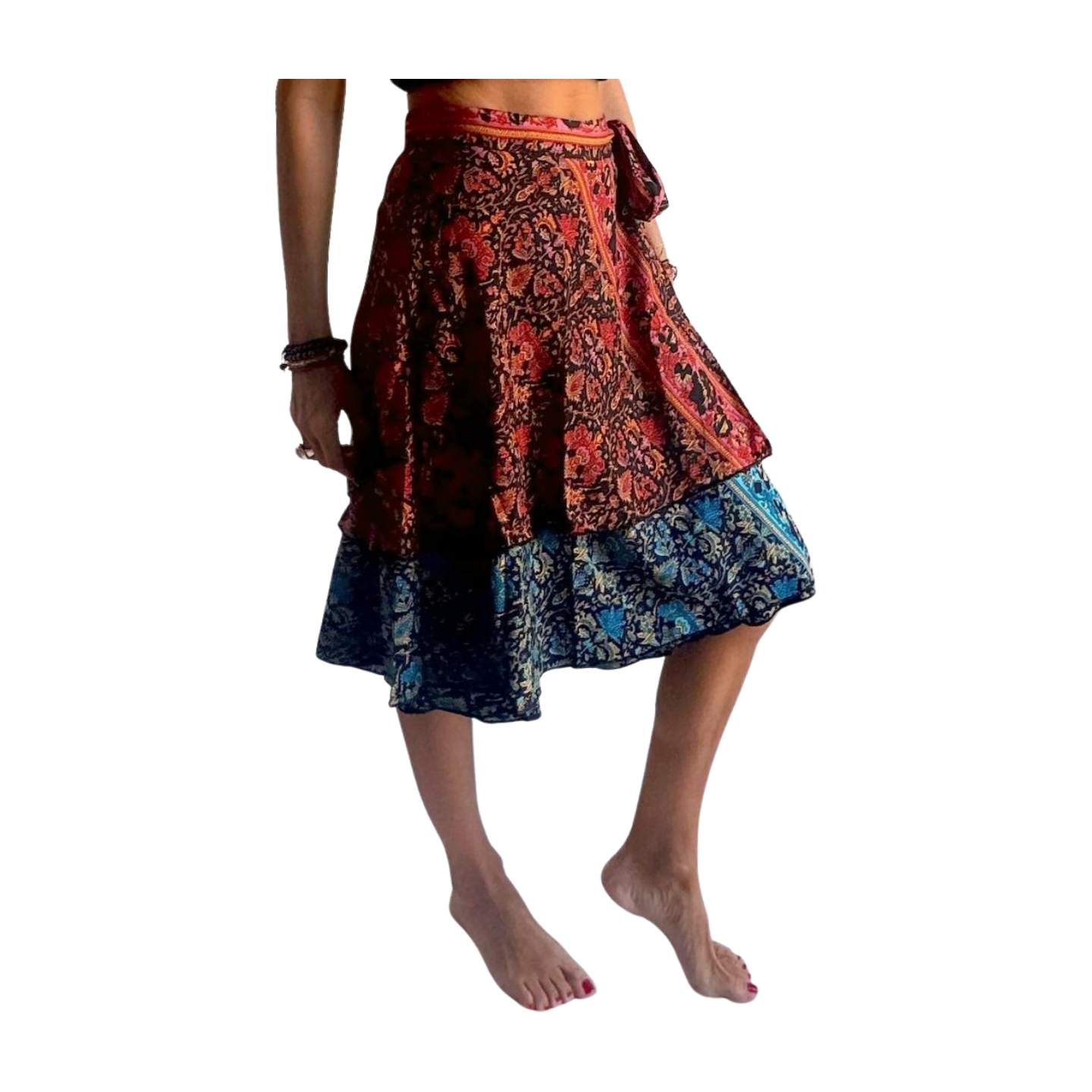 Falda pareo india de seda estampada
