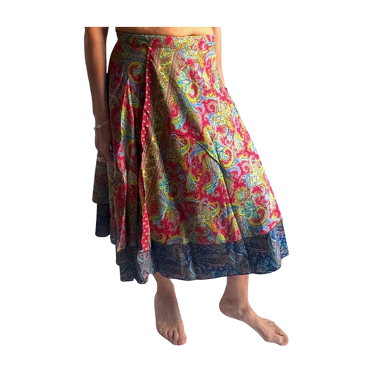 Falda pareo india de seda con estampado floral