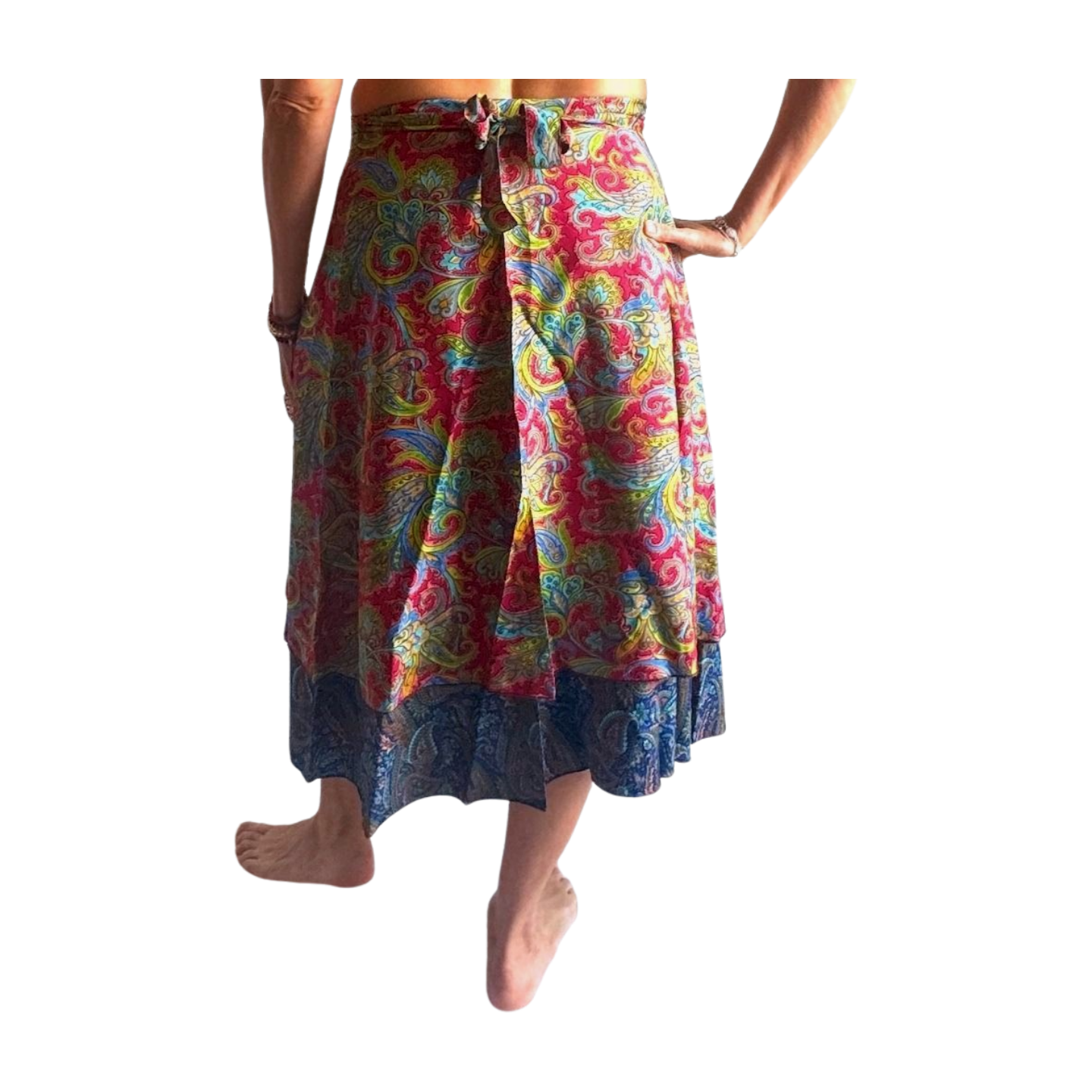 Falda pareo india de seda con estampado floral