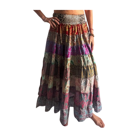 Falda de seda india multicolor