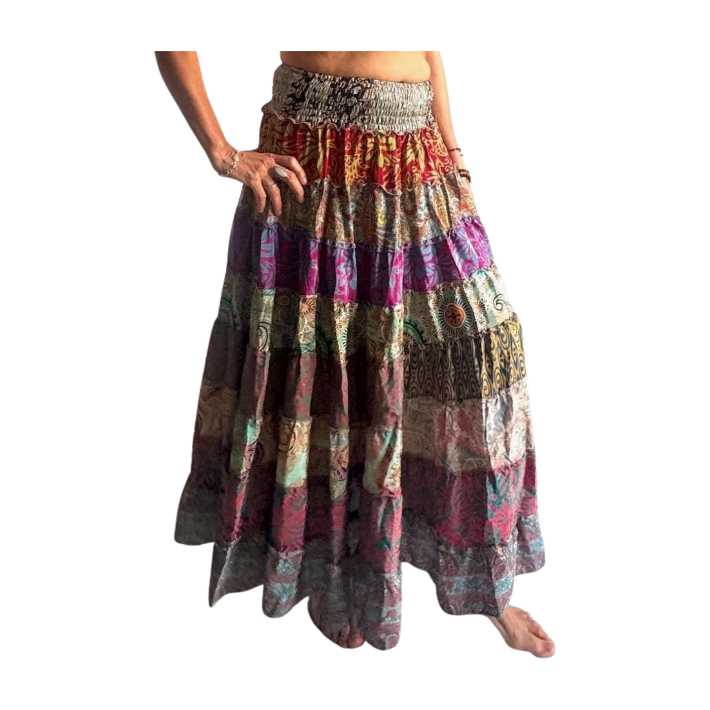 Falda de seda india multicolor
