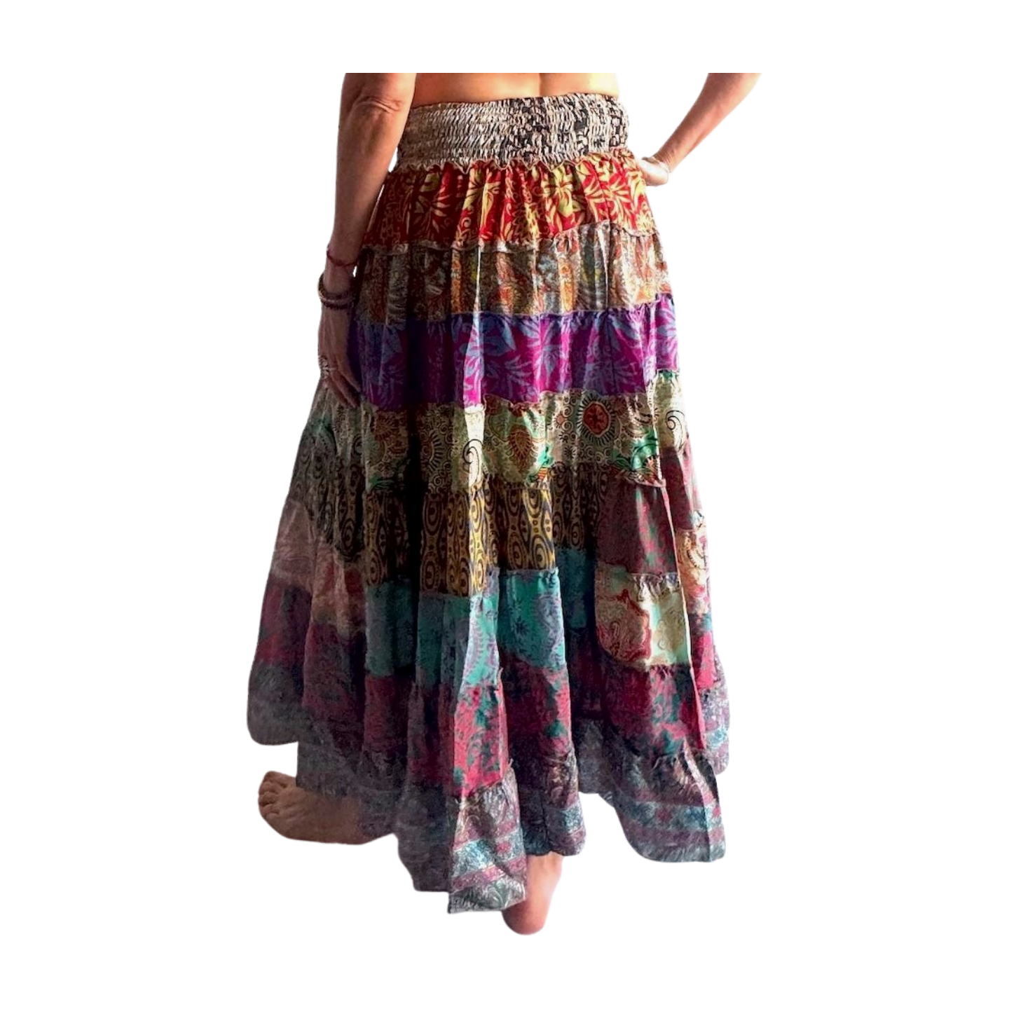 Falda de seda india multicolor