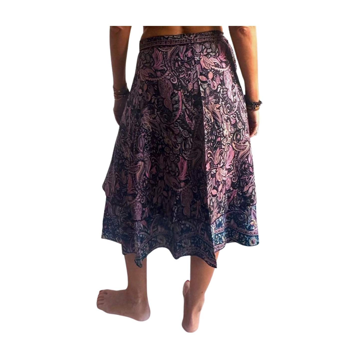 Falda pareo india de seda con estampado floral