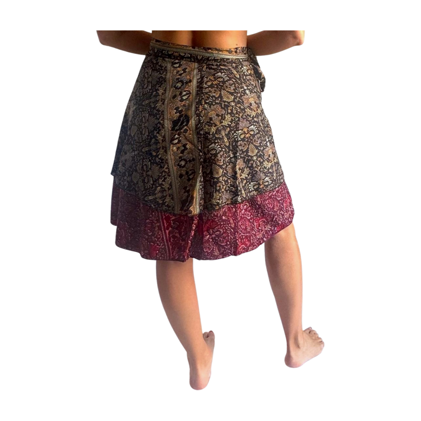 Falda pareo india de seda con estampado floral
