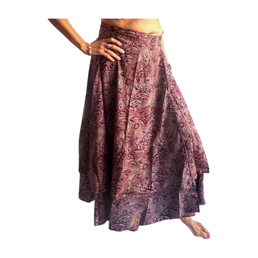 Falda pareo india de seda con estampado floral