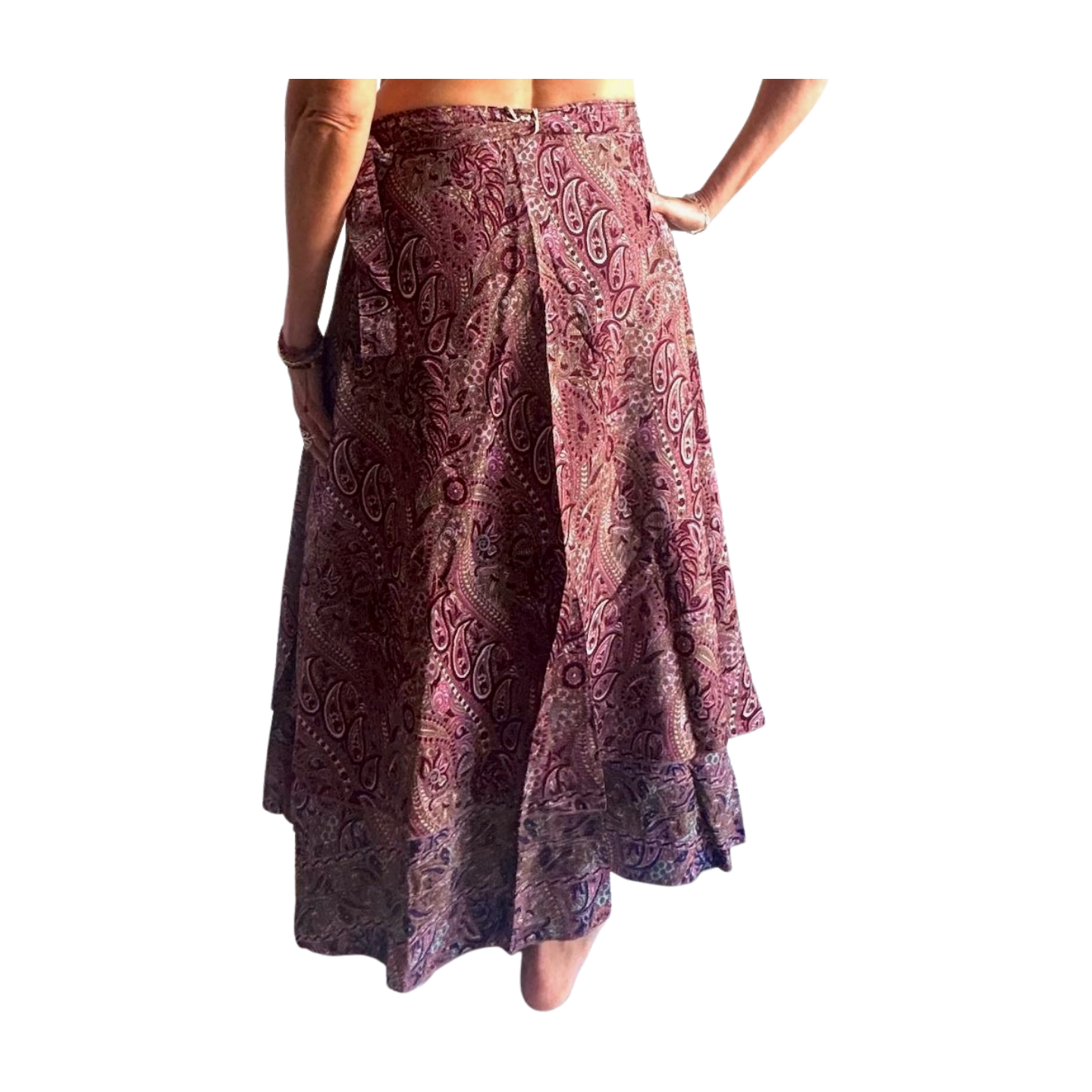 Falda pareo india de seda con estampado floral
