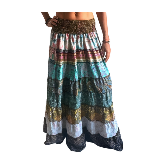 Falda de seda india multicolor