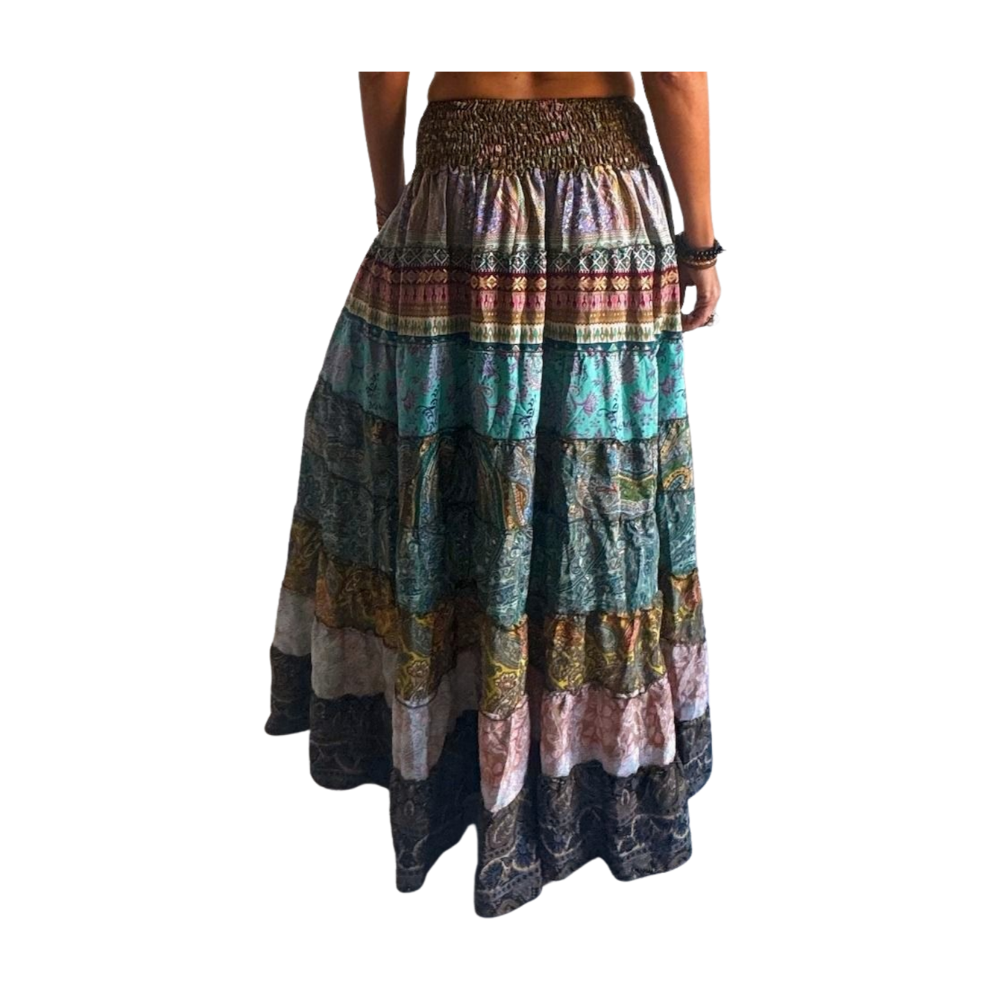 Falda de seda india multicolor